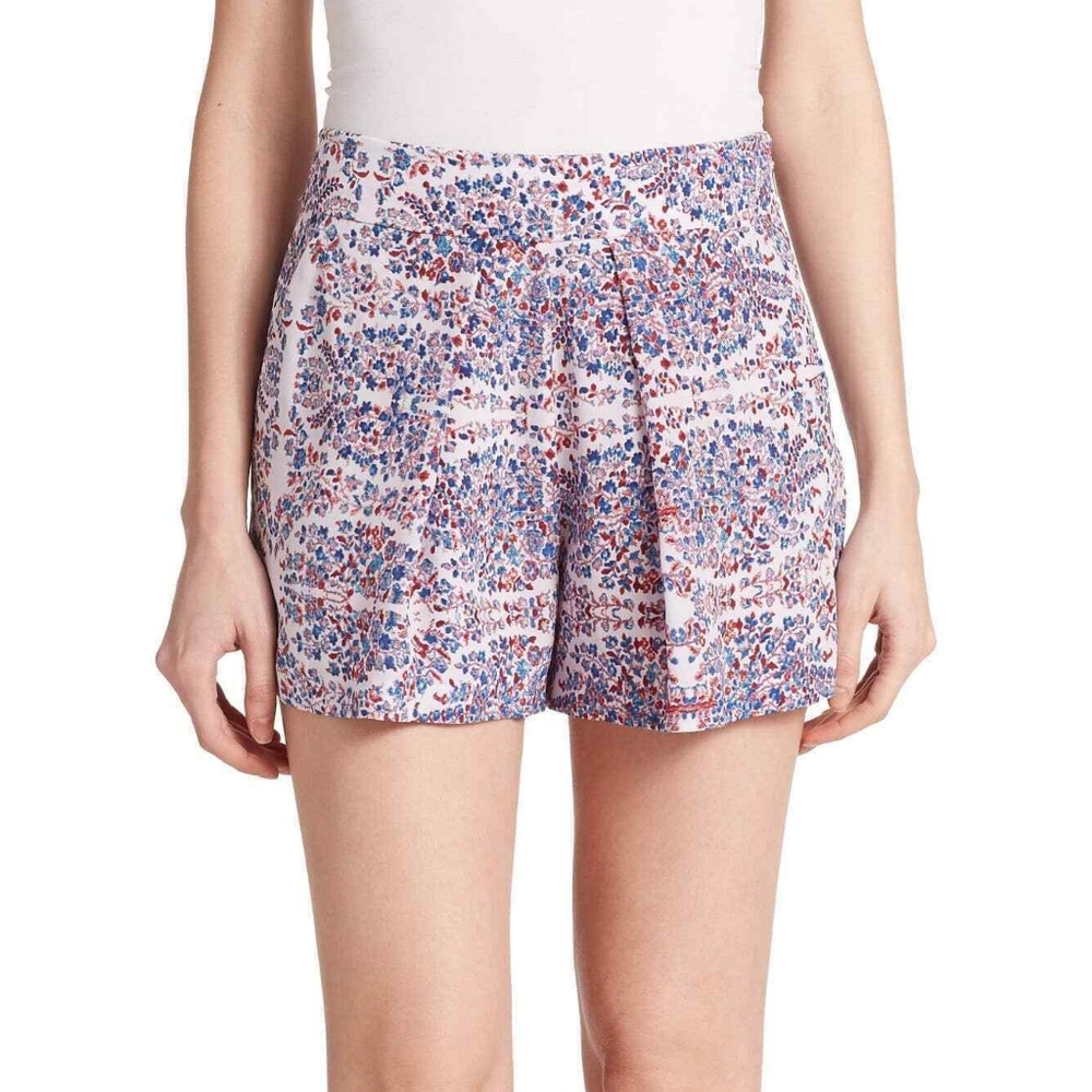Rebecca Taylor Paisley Print Silk Shorts in Admiral Combo